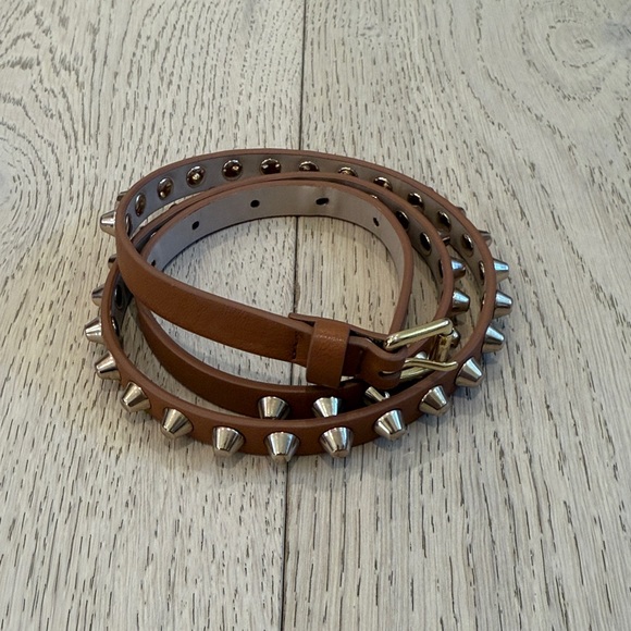 Express Thin Gold & Brown Studded Belt - Picture 5 of 5